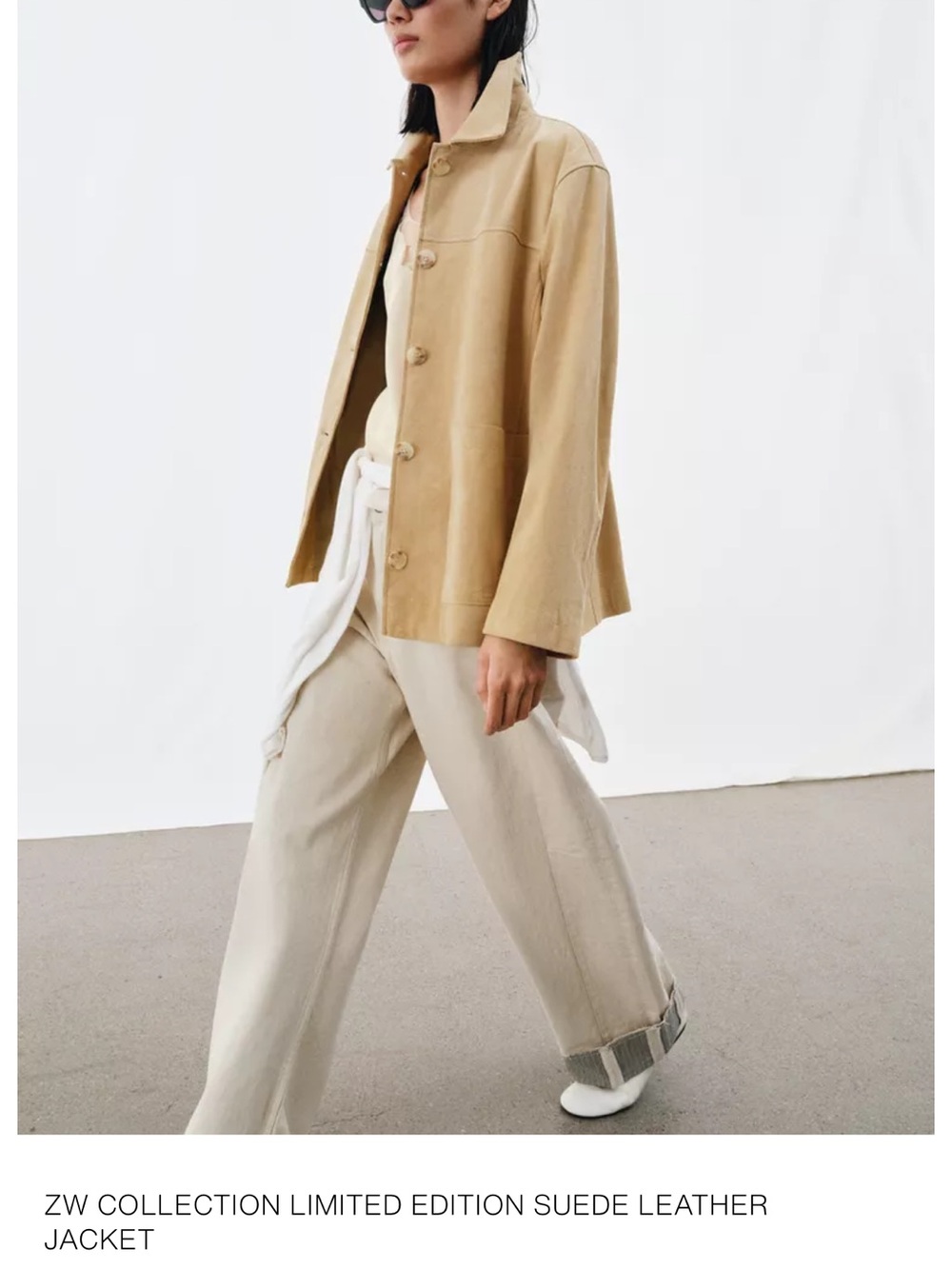 Zara Tan Suede Leather Jacket